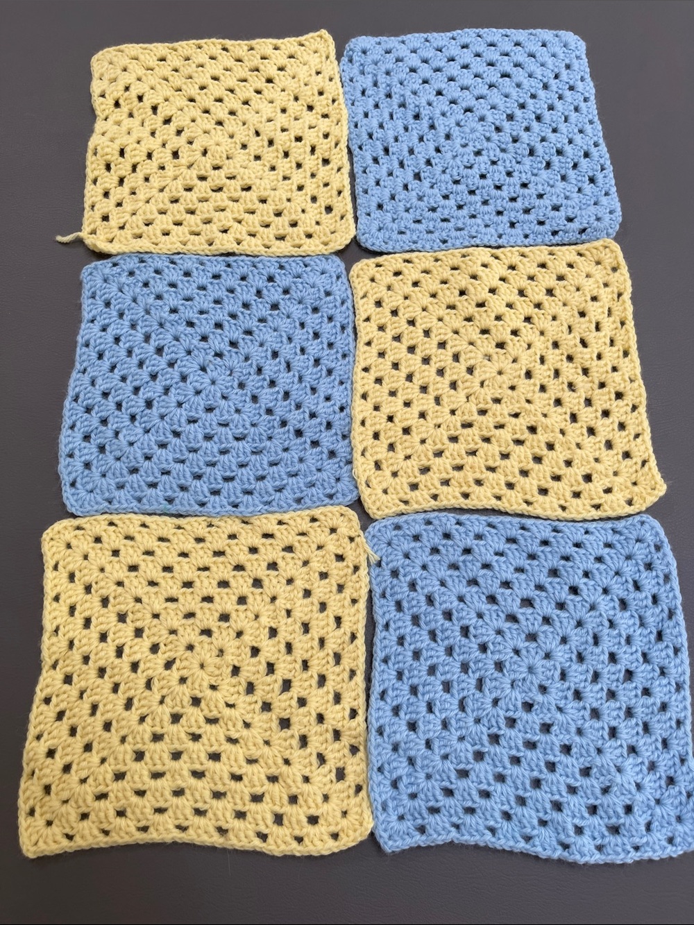 Set of Six Unblocked Solid Color Granny Squares